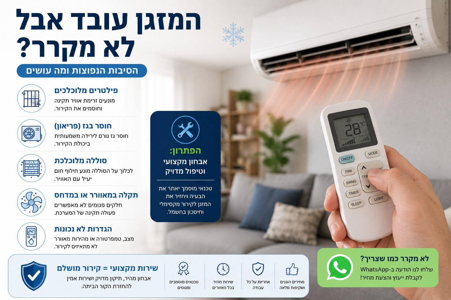 מזגן עובד אבל לא מקרר
