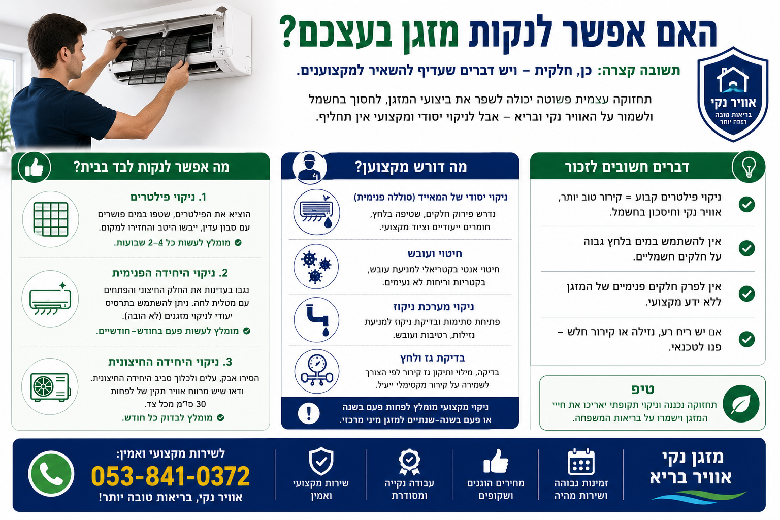 האם אפשר לנקות מזגן לבד