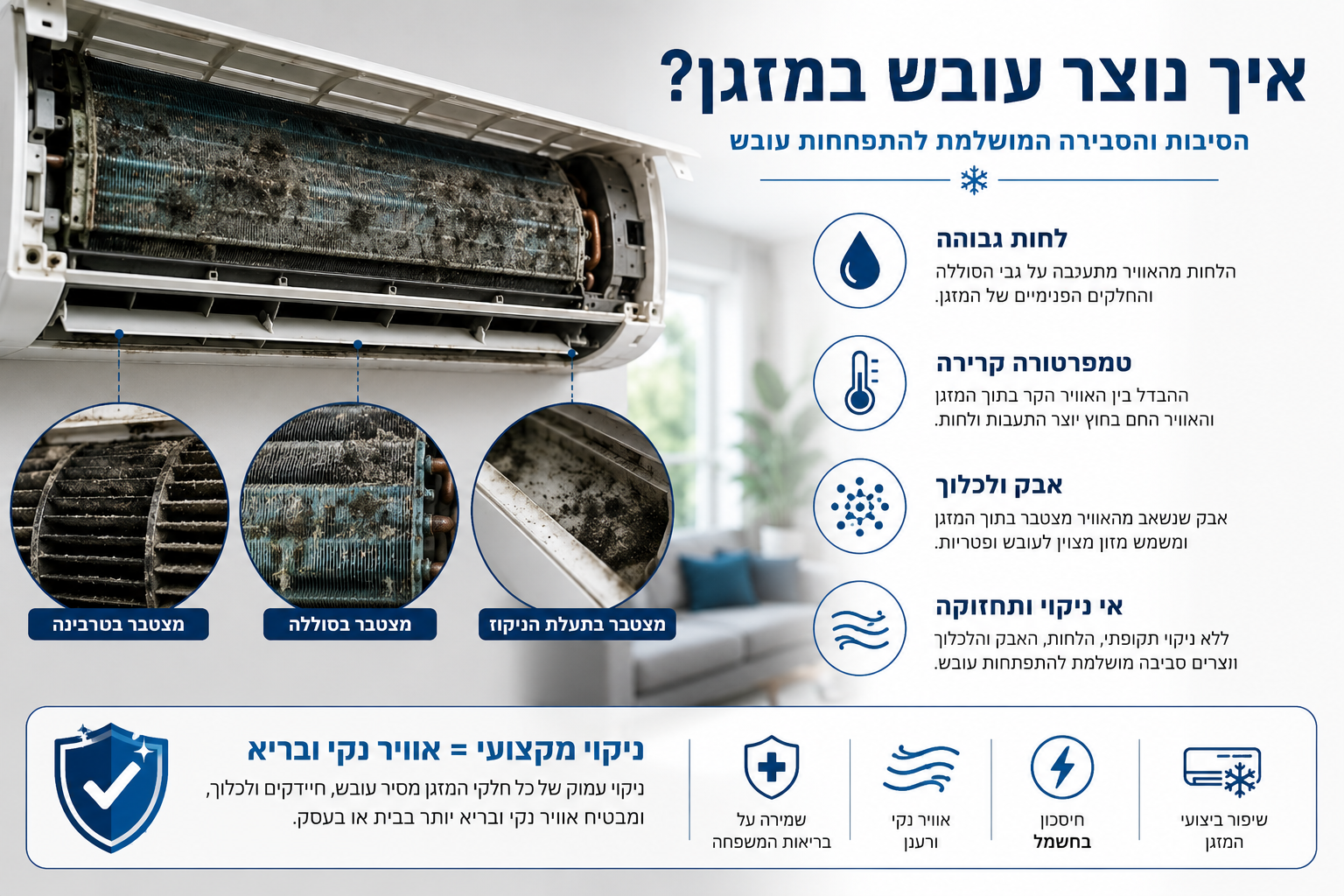 איך נוצר עובש בתוך מזגן
