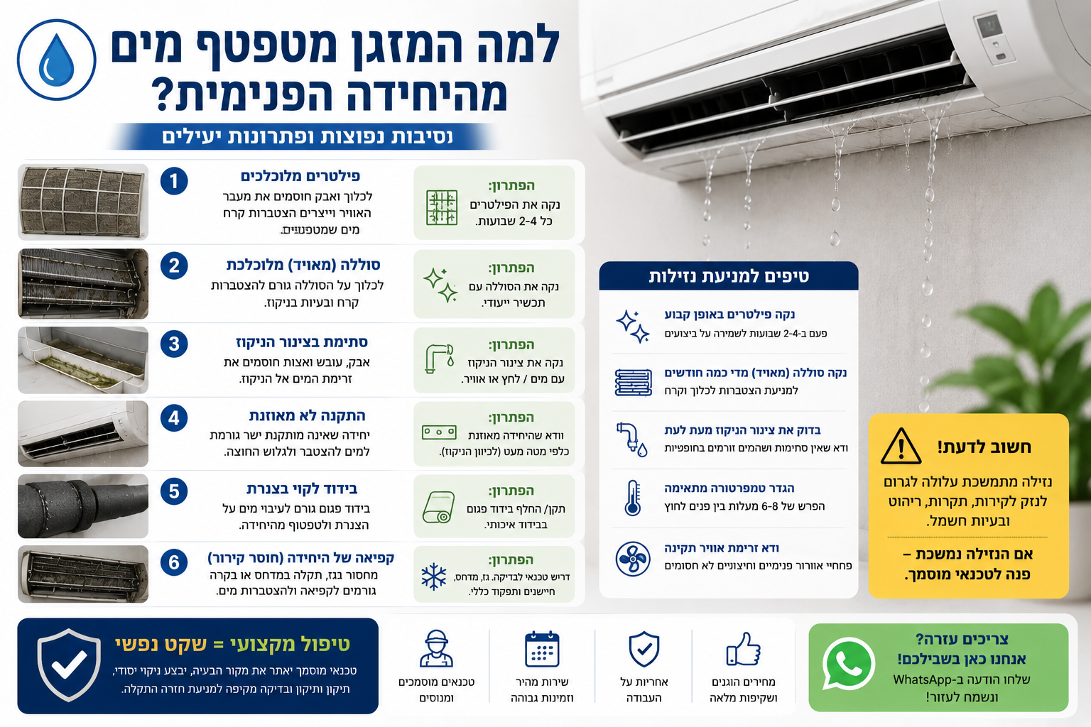 למה יש מים מהיחידה הפנימית